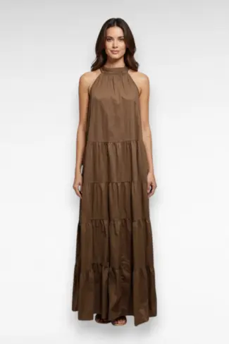 bruine lange jurk