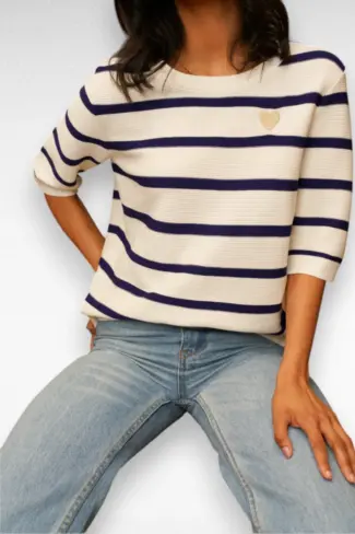 Alternative view of Streep TShirt  Blauw Wit