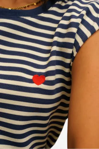 Alternative view of Streep Top Blauw Wit