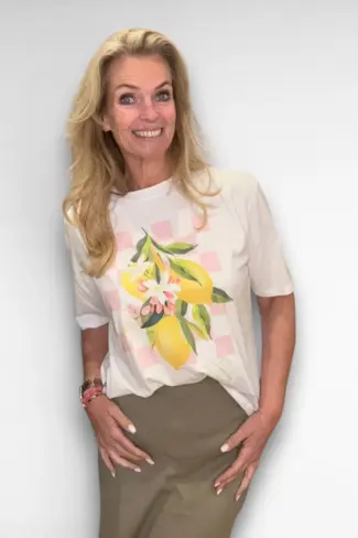 Wit Shirt Opdruk Fleurs de Citron