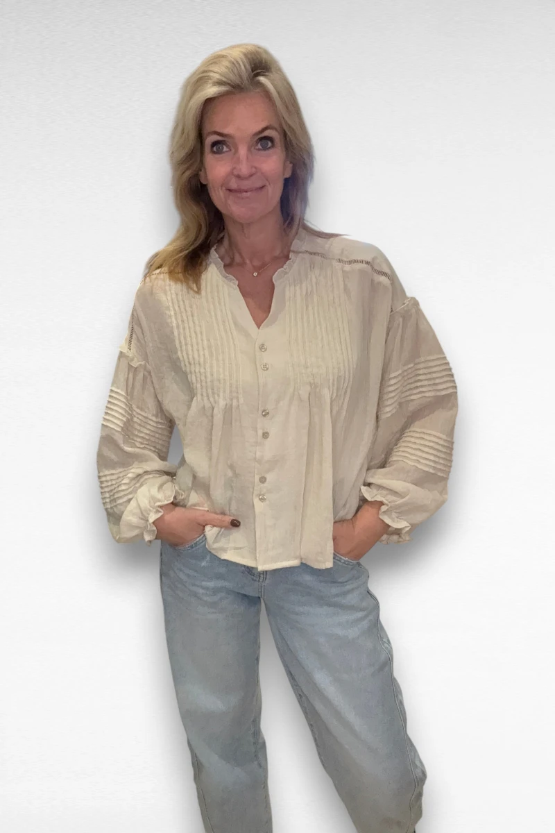 Wijde Blouse Beige