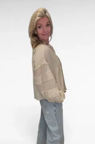 Alternative view of Wijde Blouse Beige