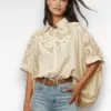 beige wijde blouse