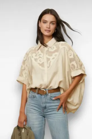 beige wijde blouse