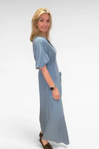 Alternative view of Linnen jurk Pof Broderie Blauw