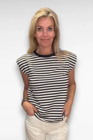 Blauw wit gestreepte top
