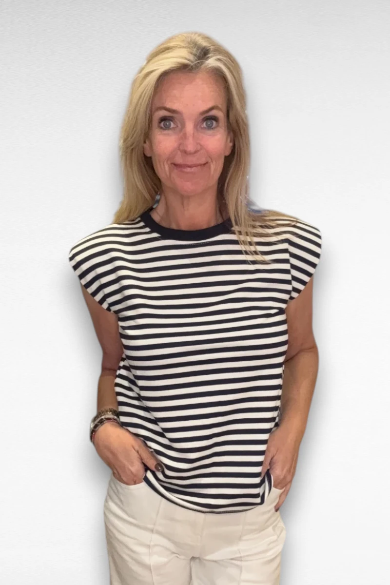 Blauw wit gestreepte top