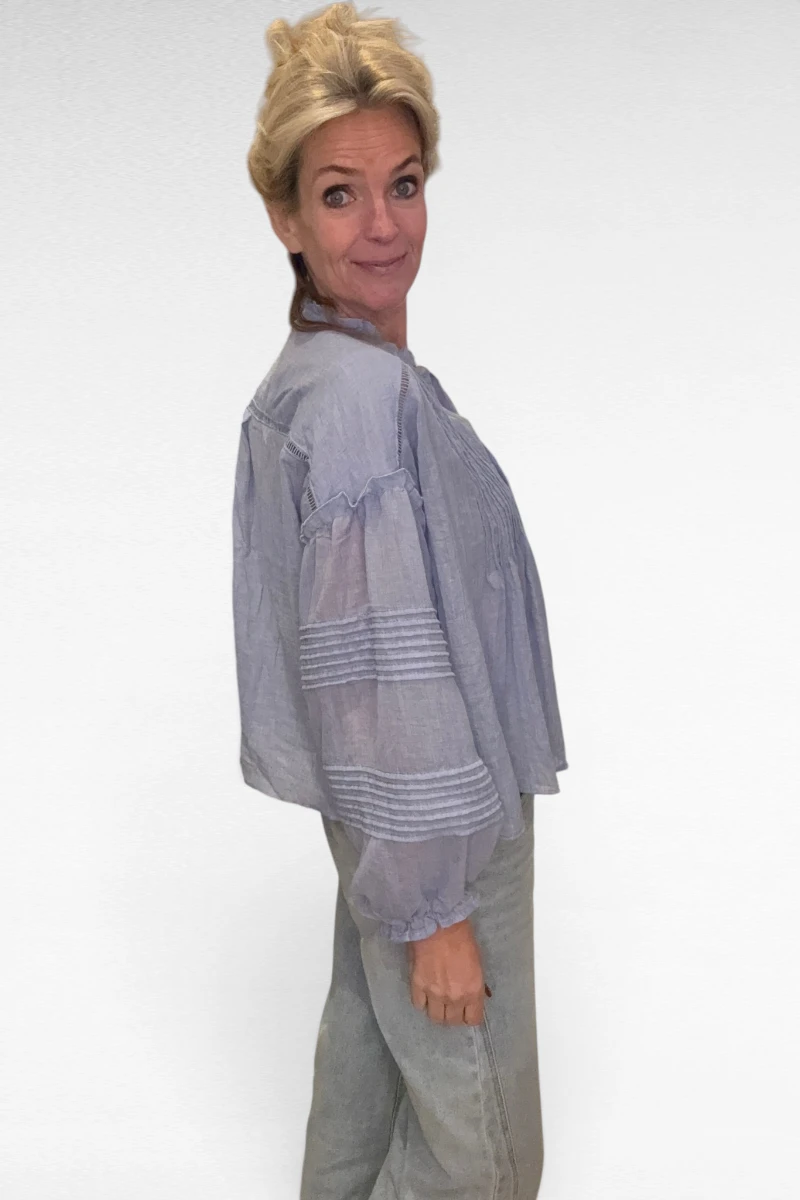 Wijde Blouse Blauw - Afbeelding 2