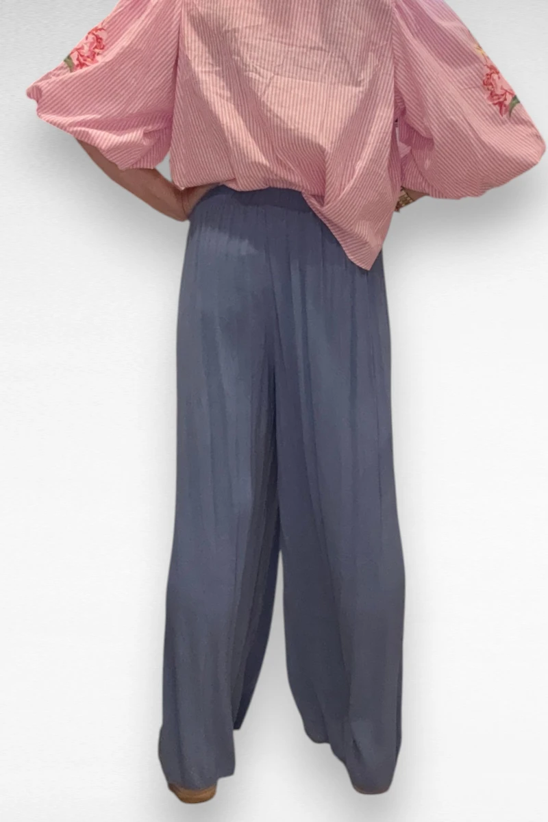 Viscose wijde broek Blauw - Afbeelding 3