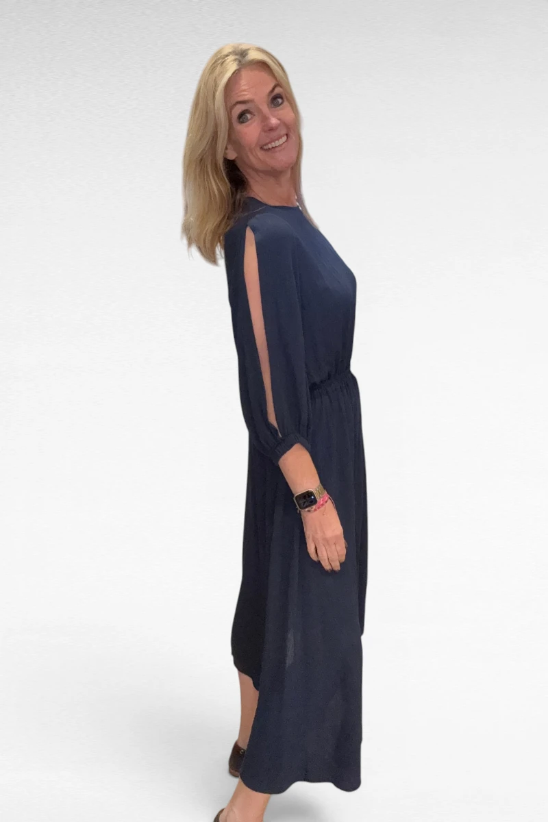 Jurk lange open mouw Donker Blauw - Afbeelding 3