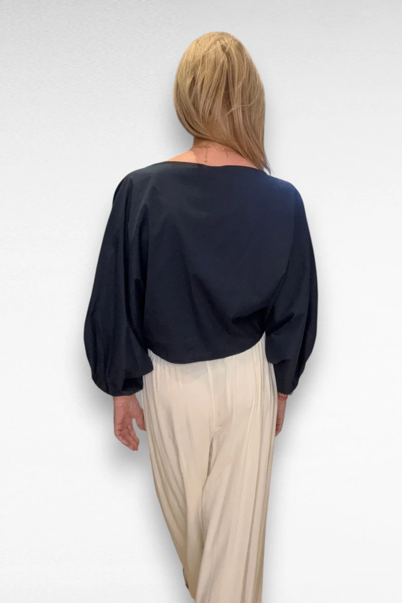Pof Blouse Cropped Marine - Afbeelding 3