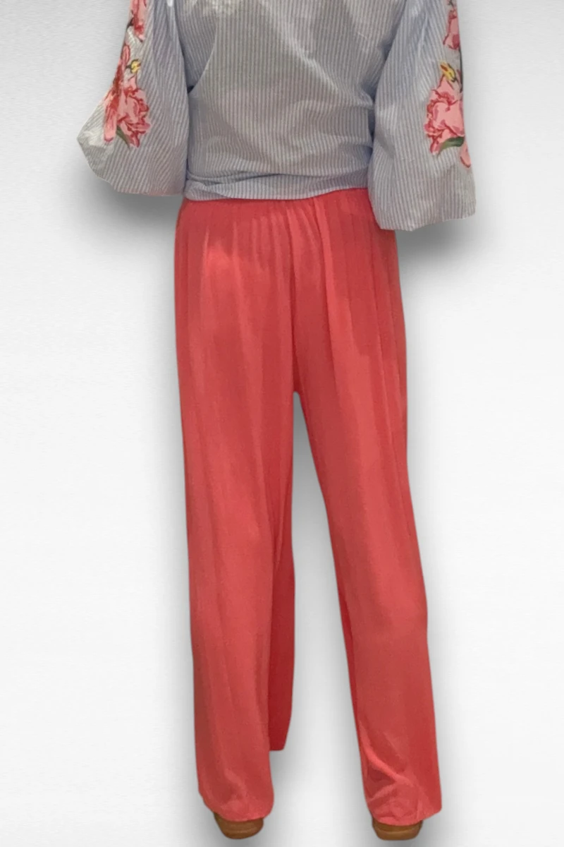 Viscose wijde broek Roze - Afbeelding 3