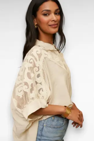 Alternative view of Blouse met Borduurwerk Beige