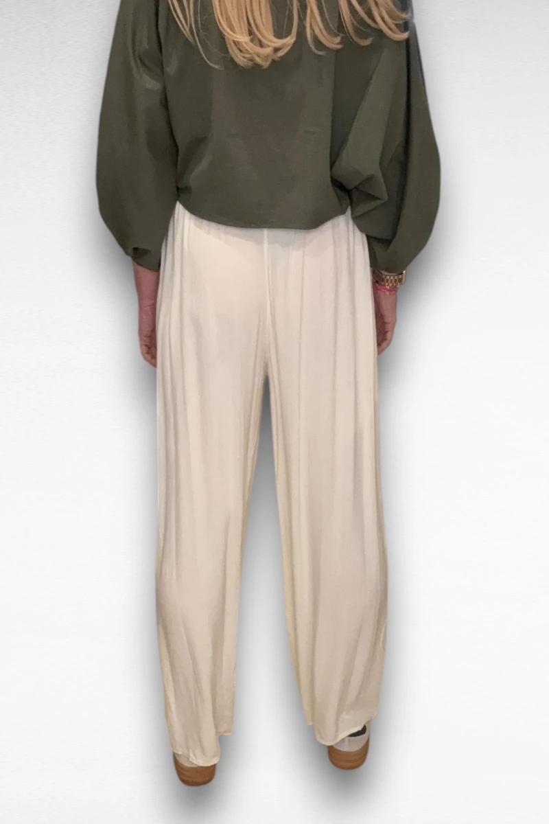 Viscose wijde broek Beige - Afbeelding 3