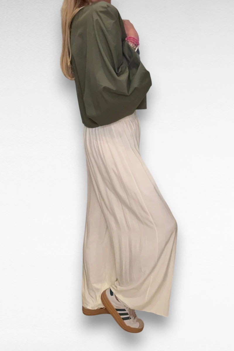 Viscose wijde broek Beige - Afbeelding 2