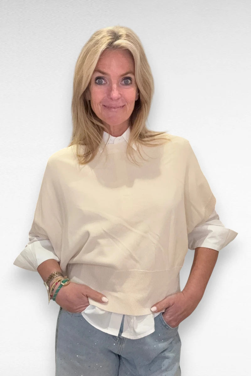 Top korte vlindermouw Beige