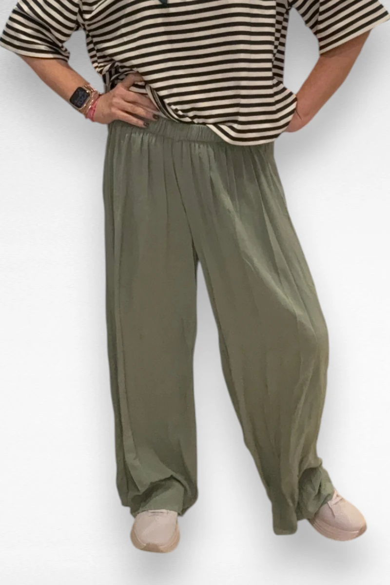 wijde groene broek