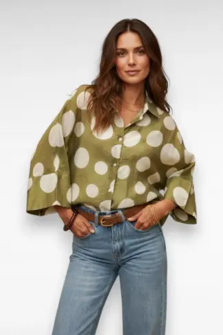 groen stippen blouse