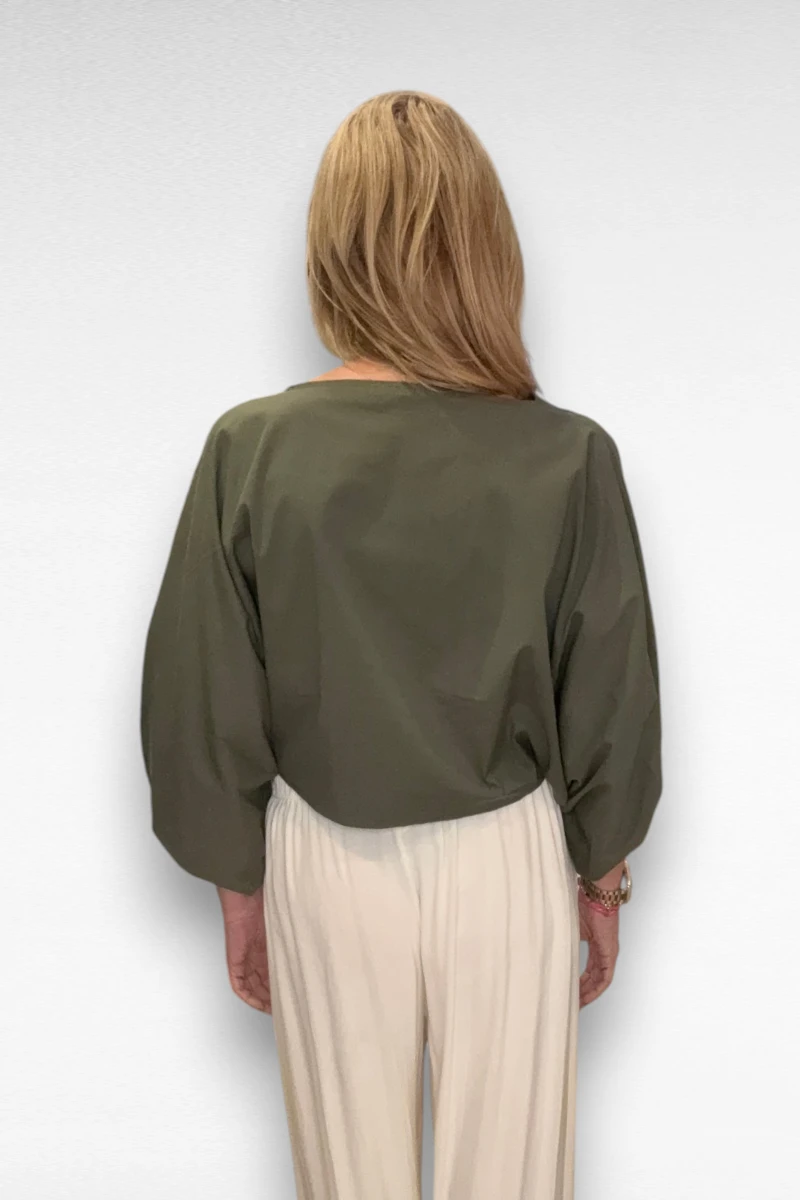Pof Blouse Cropped Khaki - Afbeelding 3