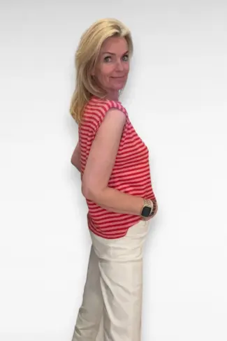 Alternative view of Top gekleurde boord Roze Rood