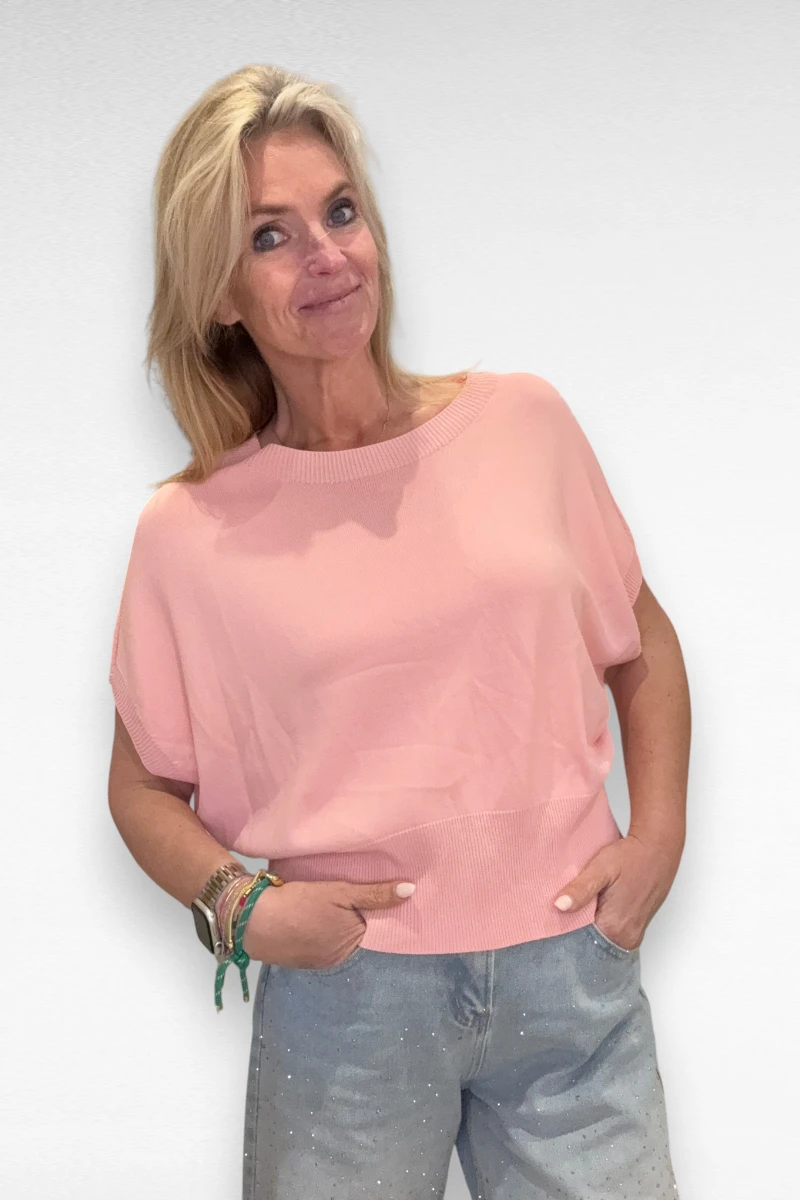 Top korte vlindermouw Roze