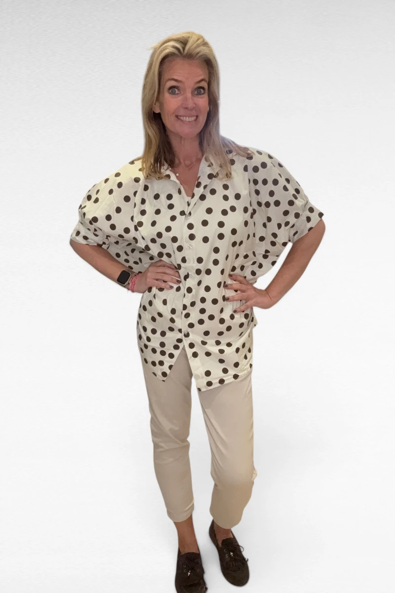 Stippen Blouse Ercu Bruin - Afbeelding 3