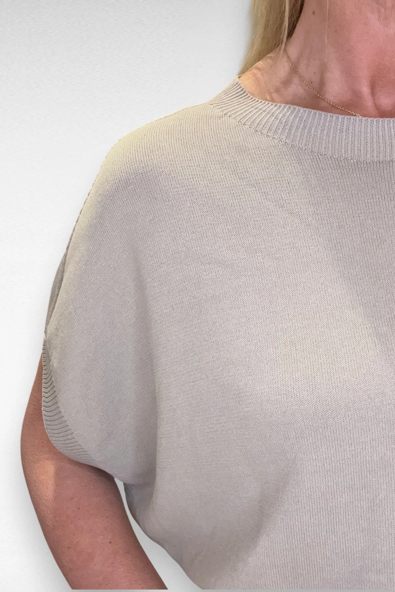 Top korte vlindermouw Taupe - Afbeelding 2