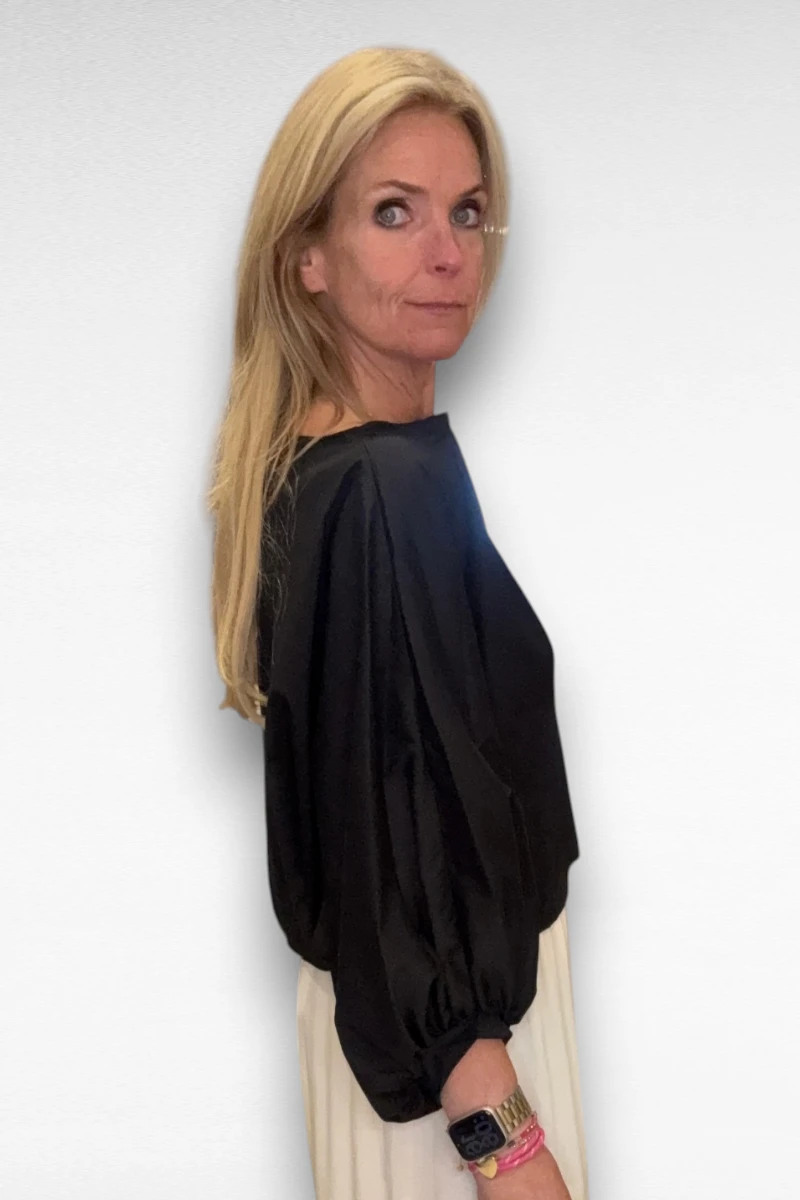 Pof Blouse Cropped Zwart - Afbeelding 2
