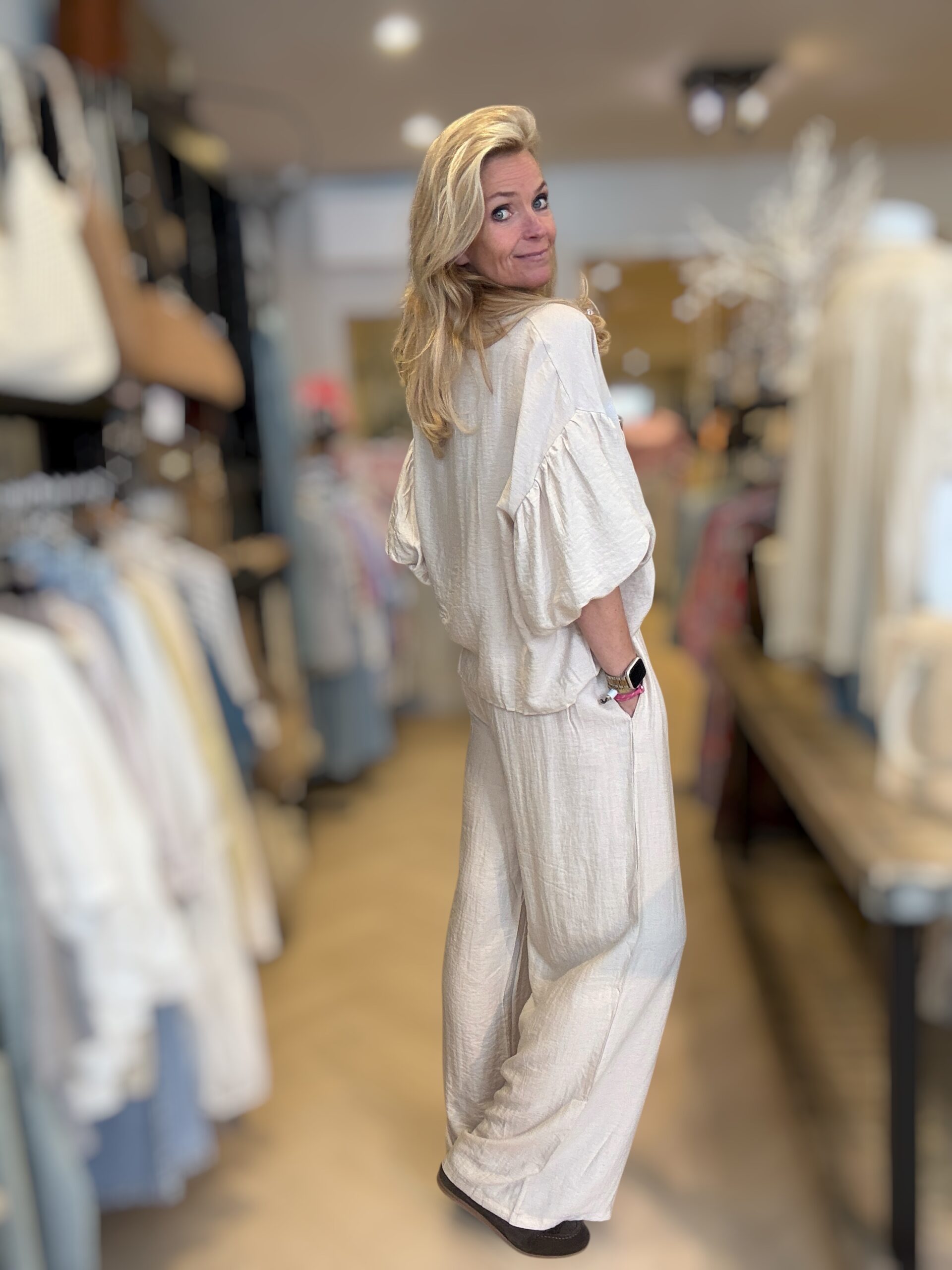 Set Pof Blouse + Broek Beige - Afbeelding 4