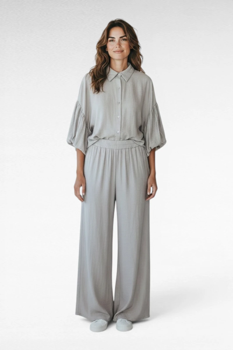 Set Pof Blouse + Broek Beige - Afbeelding 3