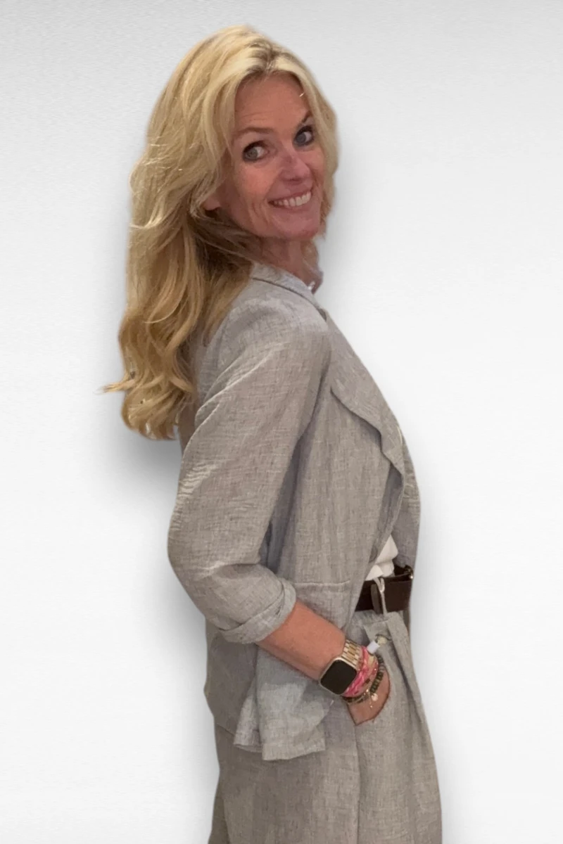 Zomer Blazer linnen look Grijs - Afbeelding 2
