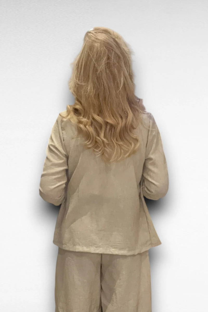 Zomer Blazer linnen look Beige - Afbeelding 3
