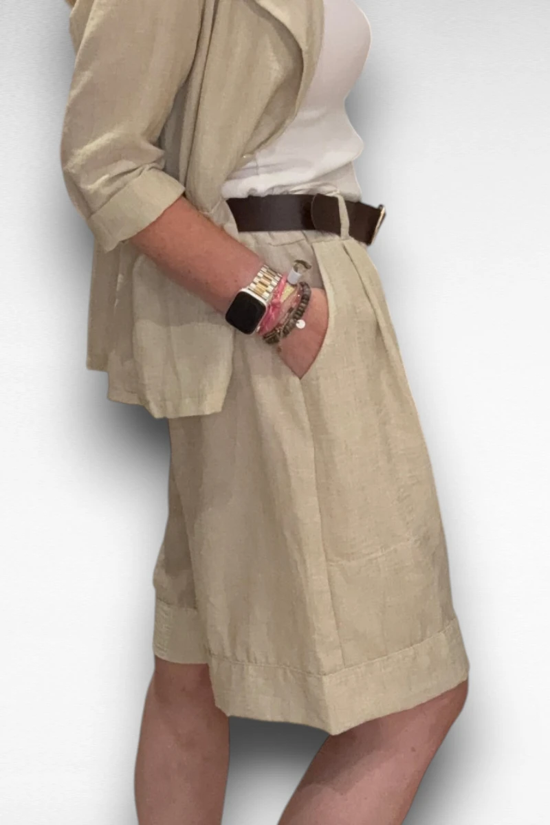 Bermuda linnen look Beige - Afbeelding 2