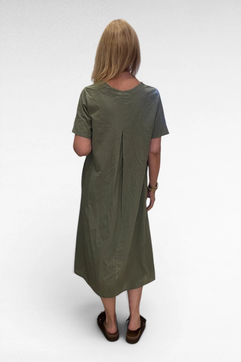 V Hals Jurk Khaki - Afbeelding 2