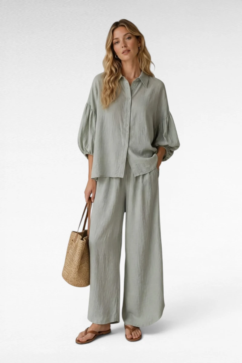 Set Pof Blouse + Broek Groen - Afbeelding 3