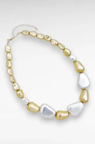 Alternative view of mat gouden stenen 3 zilveren steen ketting