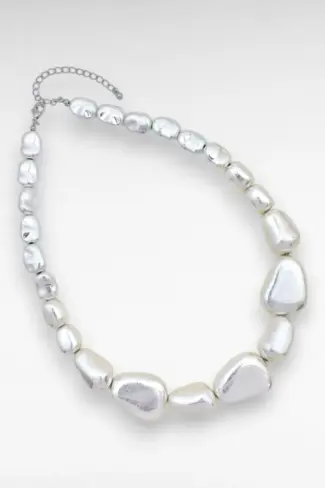 Alternative view of mat zilveren stenen ketting