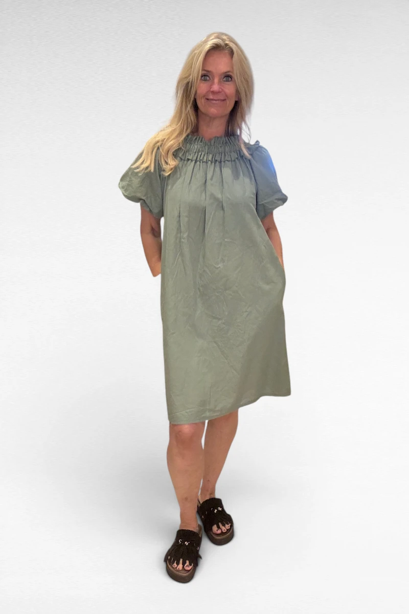 Off Shoulder Jurk Khaki - Afbeelding 4