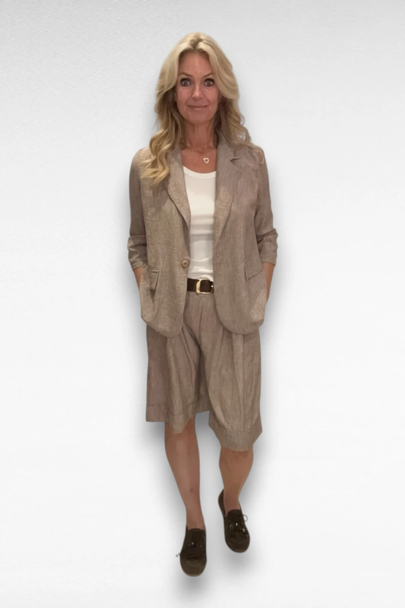 Zomer Blazer linnen look Bruin - Afbeelding 4