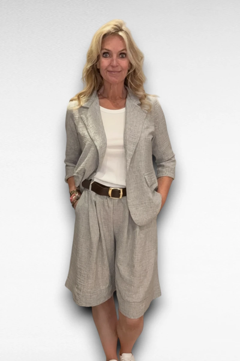 Zomer Blazer linnen look Grijs - Afbeelding 3