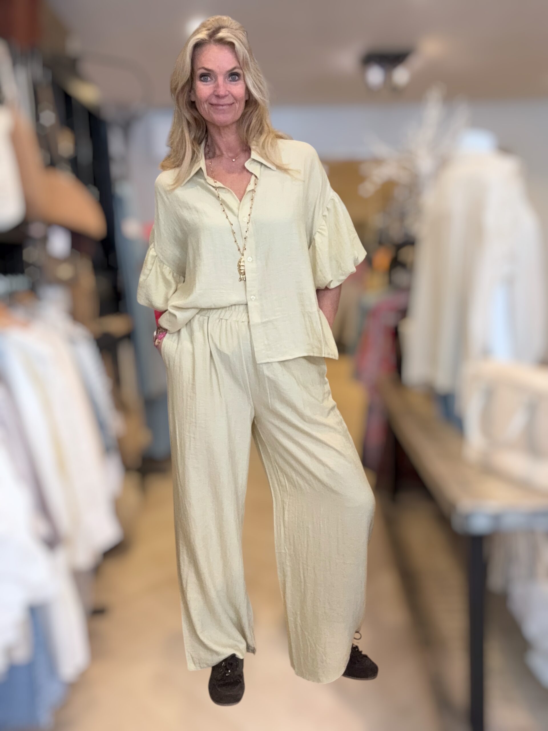Set Pof Blouse + Broek Geel