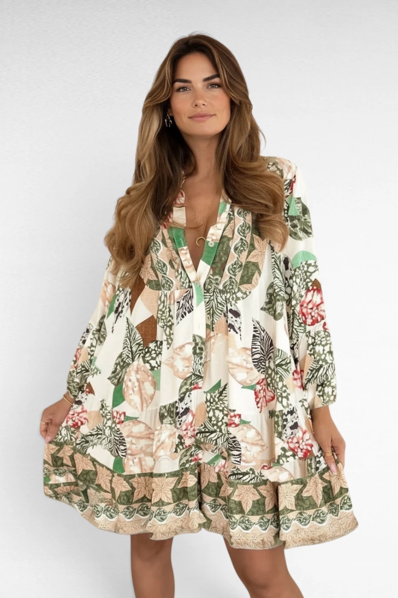 groene print jurk
