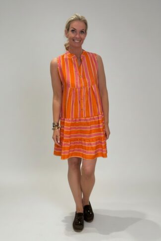 Alternative view of Blouse jurk Oranje Roze Streep