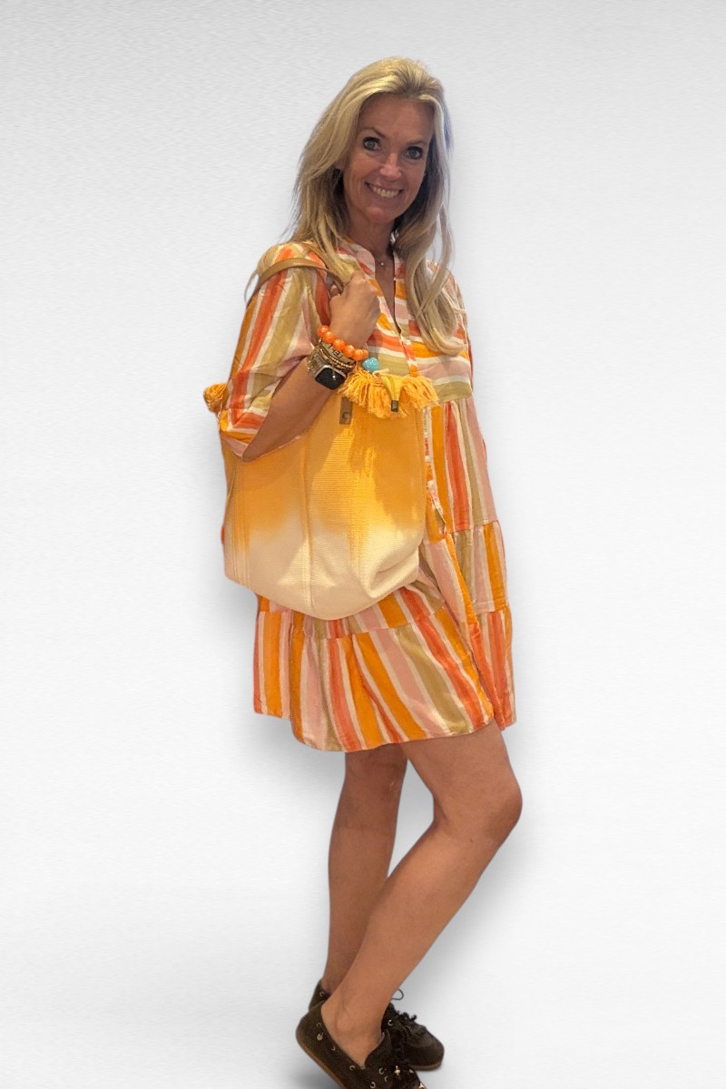 Oranje streep jurk - Afbeelding 4