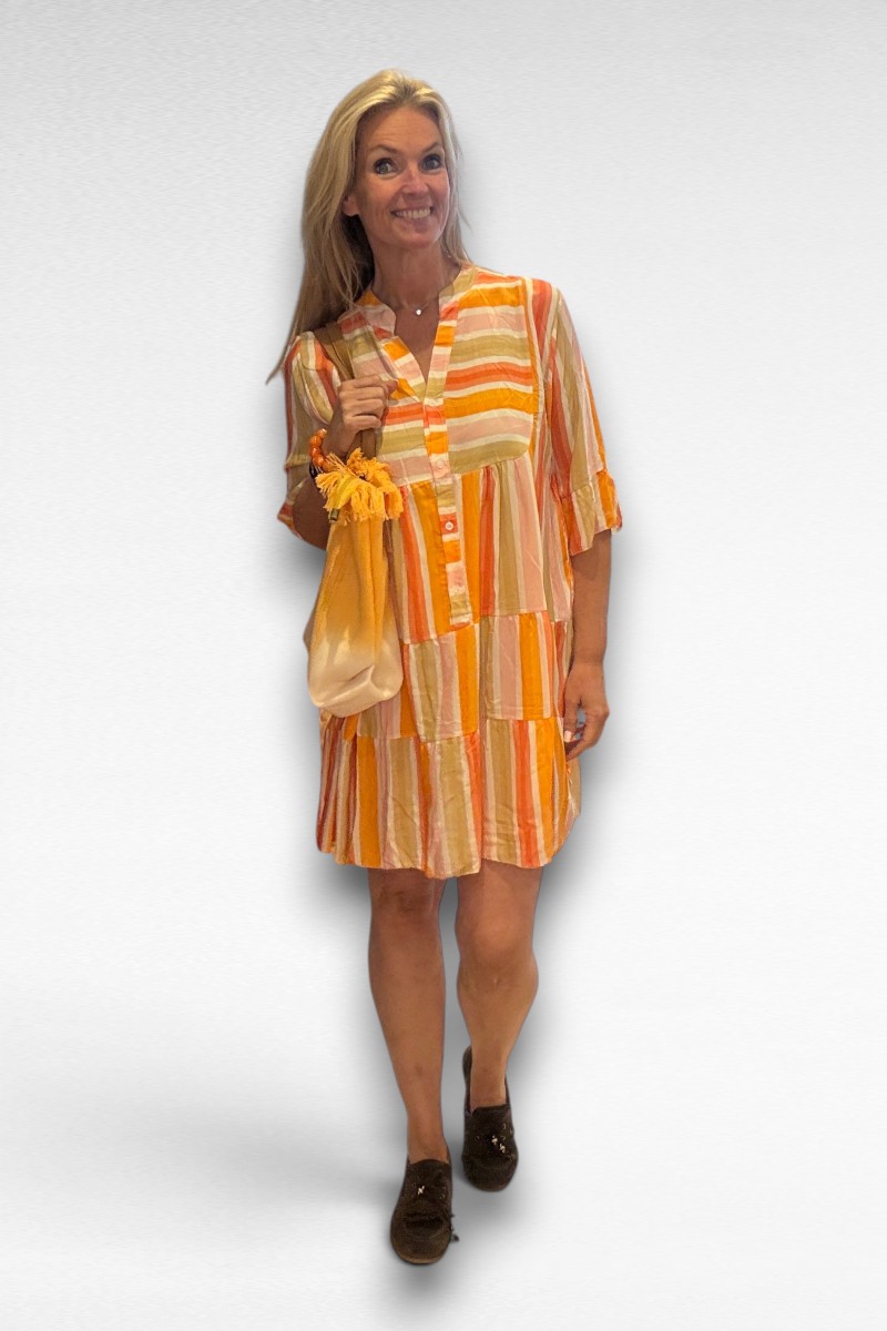 Oranje streep jurk - Afbeelding 3