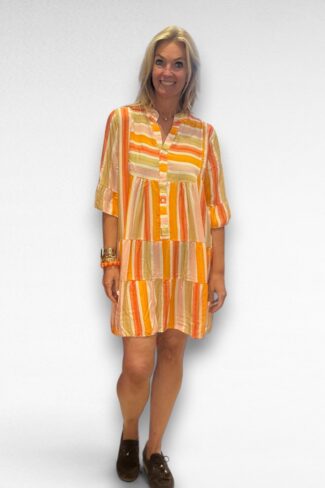 oranje streep jurk