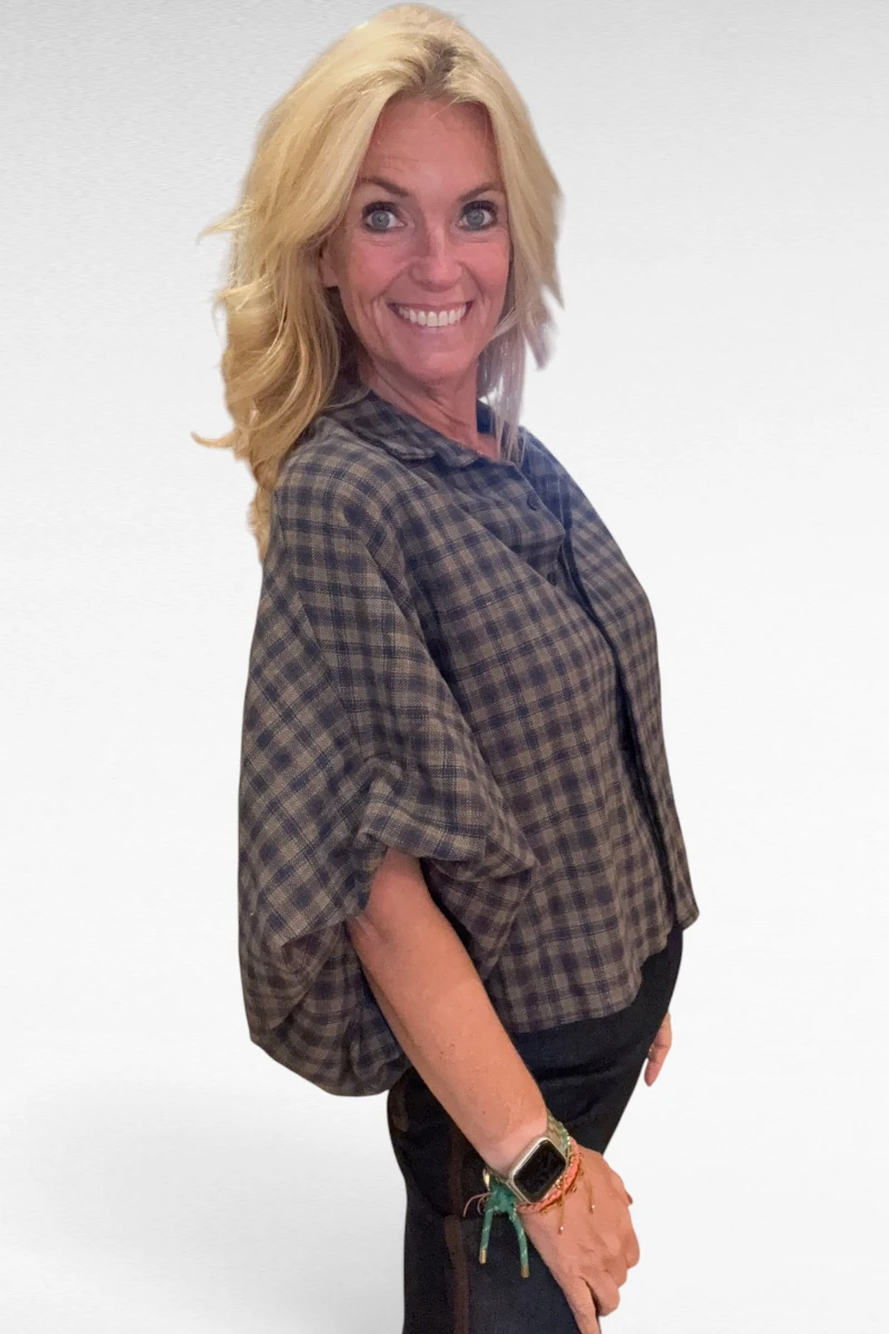 Blouse Blauw Taupe - Afbeelding 2