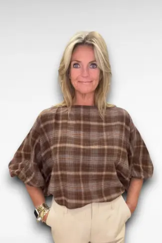 bruine korte blouse