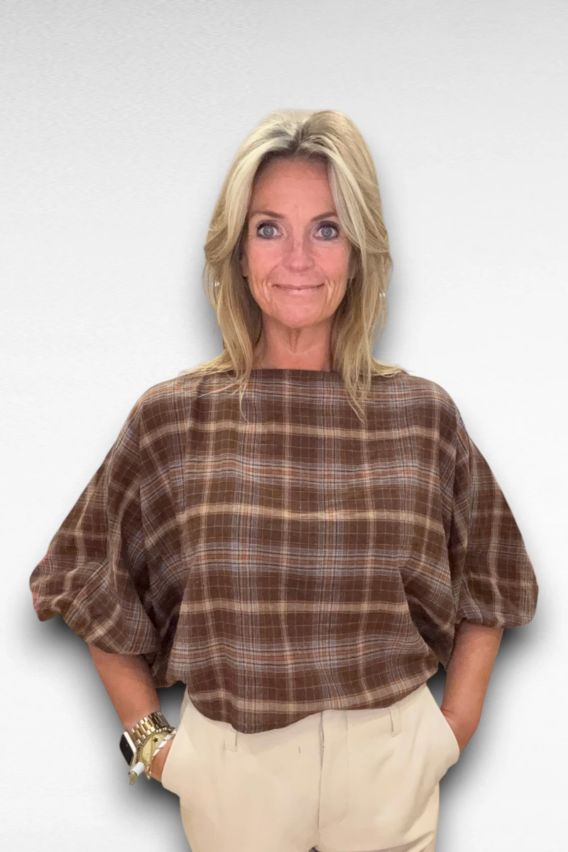 bruine korte blouse
