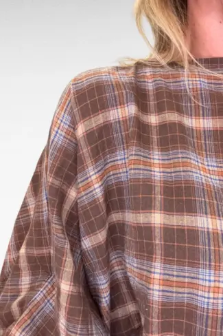 Alternative view of Geruite Blouse Bruin Cropped